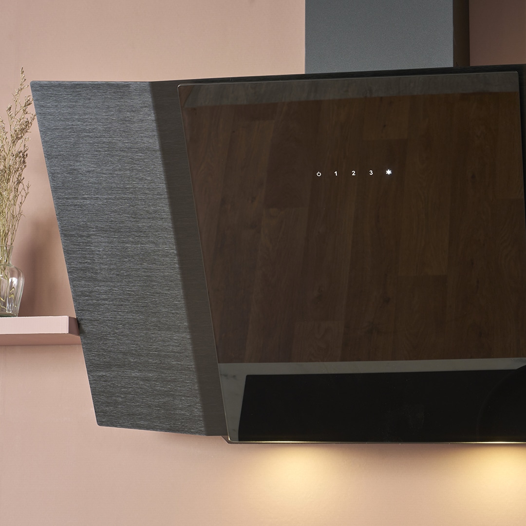 caple-90cm-wand-kaminhaube-gunmetal-schwarzes-glas image 3
