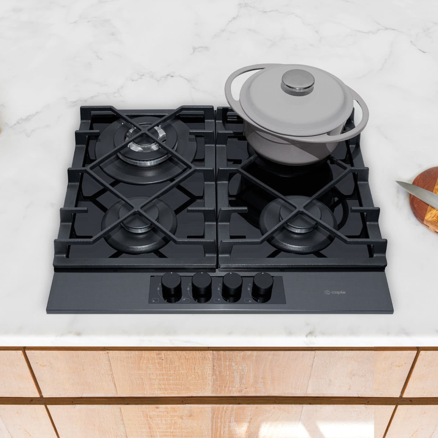 caple-59cm-gas-auf-glas-kochfeld-gunmetal-4-brenner image 2
