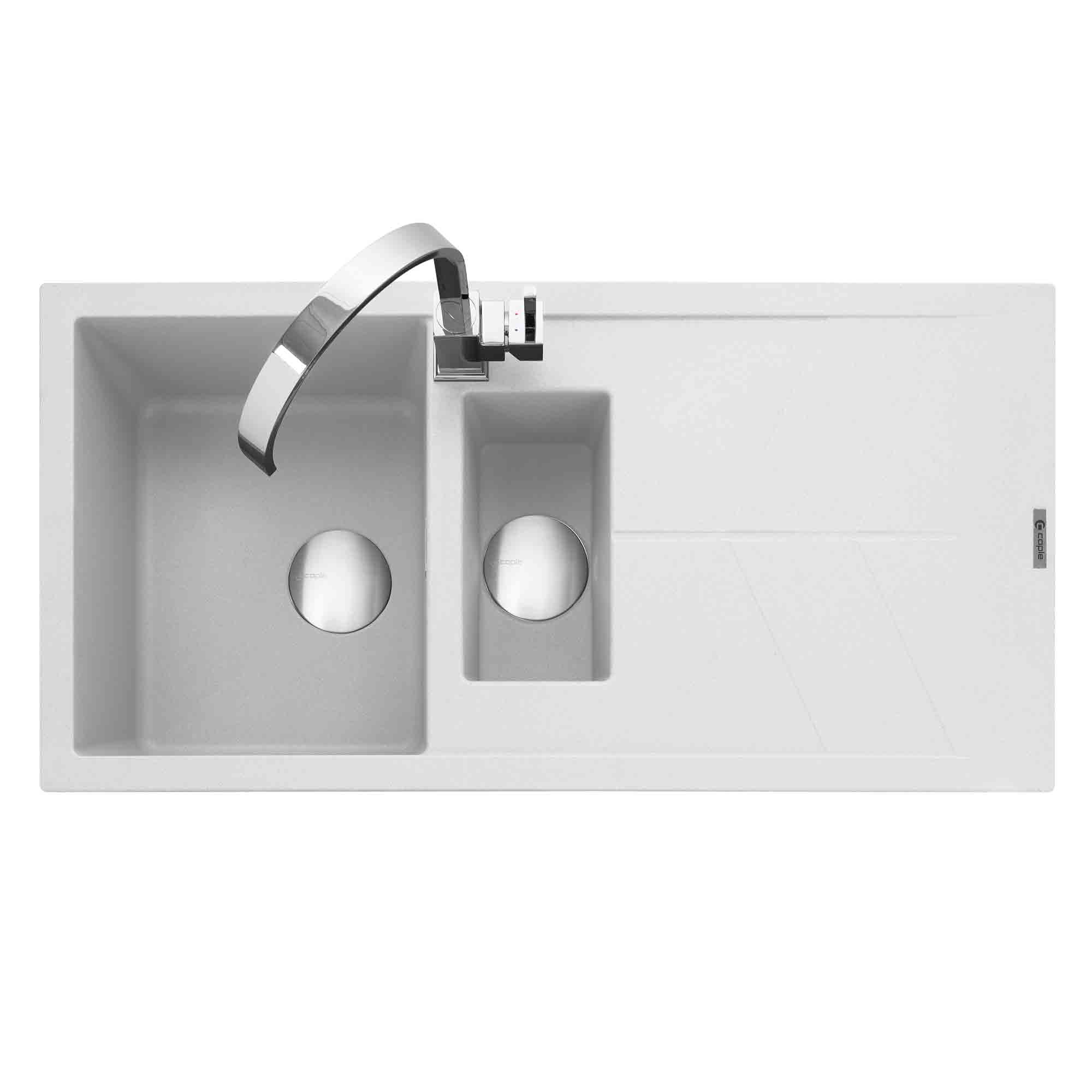caple-sotera-150-einbausp-le-granit-mit-abtropfer-kreidewei image 1