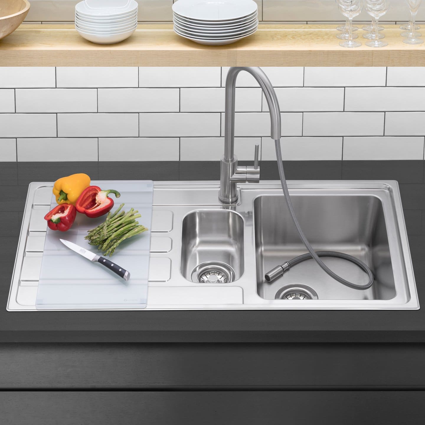 caple-vertice-150-einbausp-le-mit-abtropffl-che-edelstahl image 2