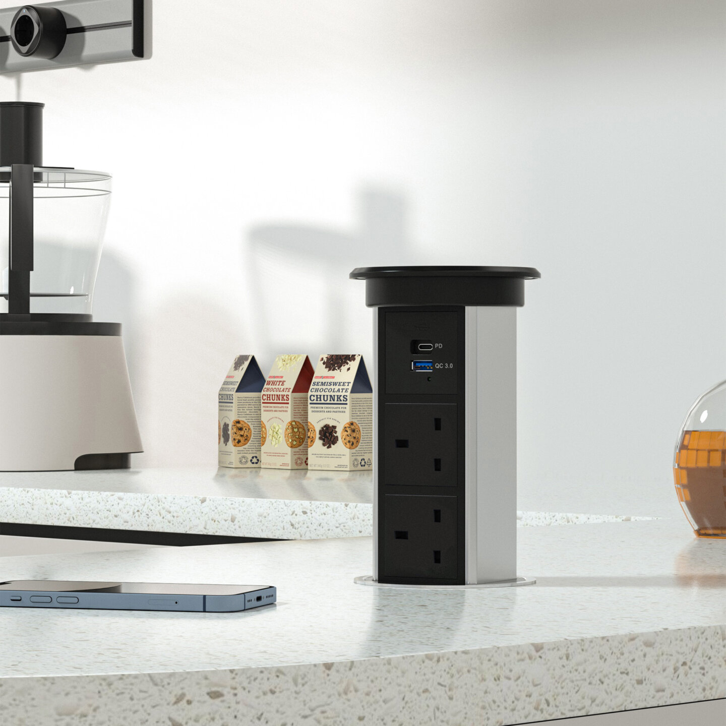caple-motorised-vertical-power-module-versenkbare-steckdose image 5