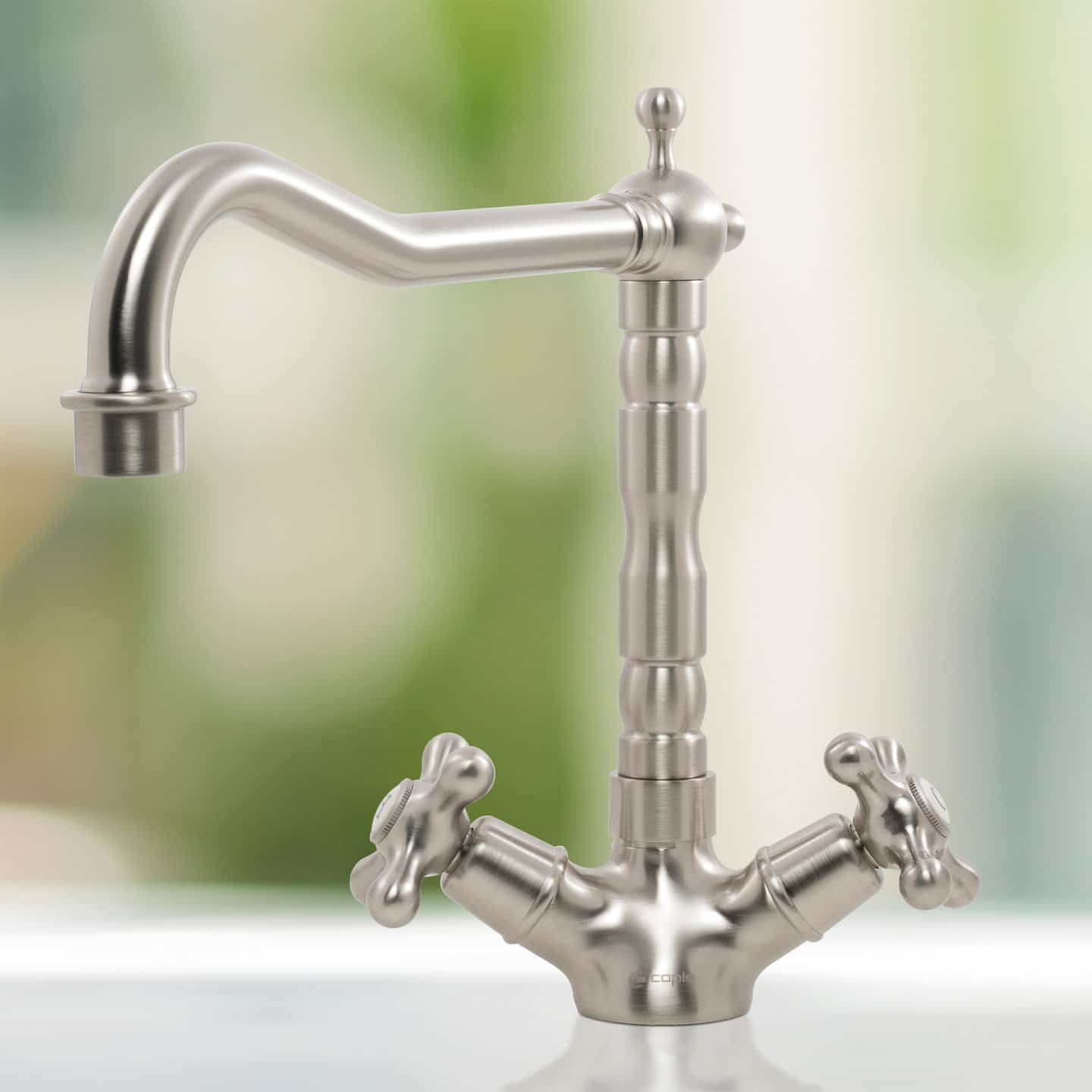 caple-traditional-dual-lever-tap-brushed-nickel-antik-mischbatterie image 2