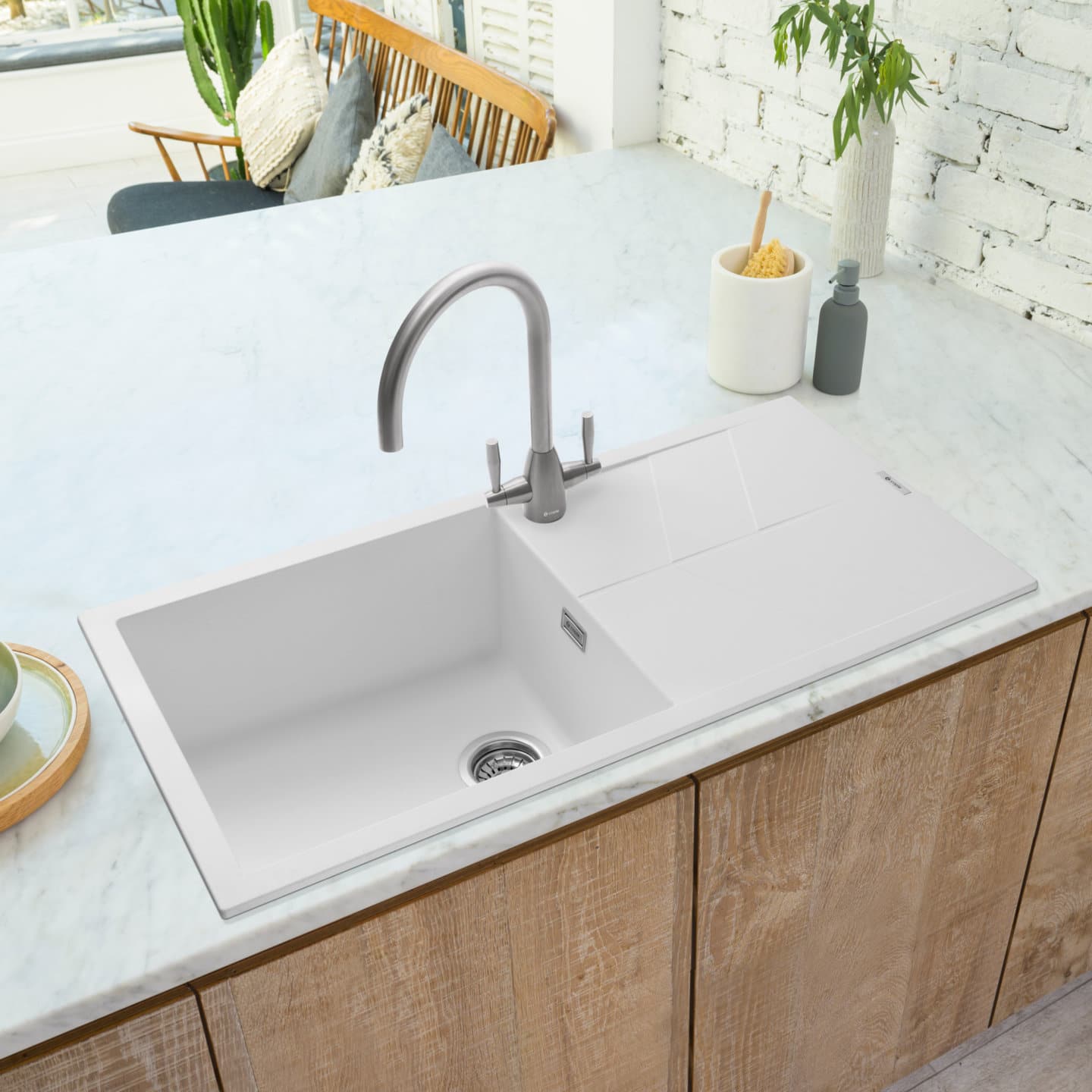 caple-sotera-100-einbau-granitsp-le-mit-abtropfer-kreidewei image 2